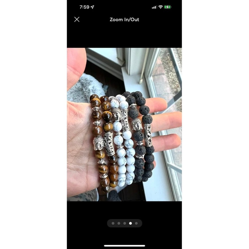 Your choice! Lava, Tigers Eye, Howlite Mala Bracelet - Picture 3 of 4
